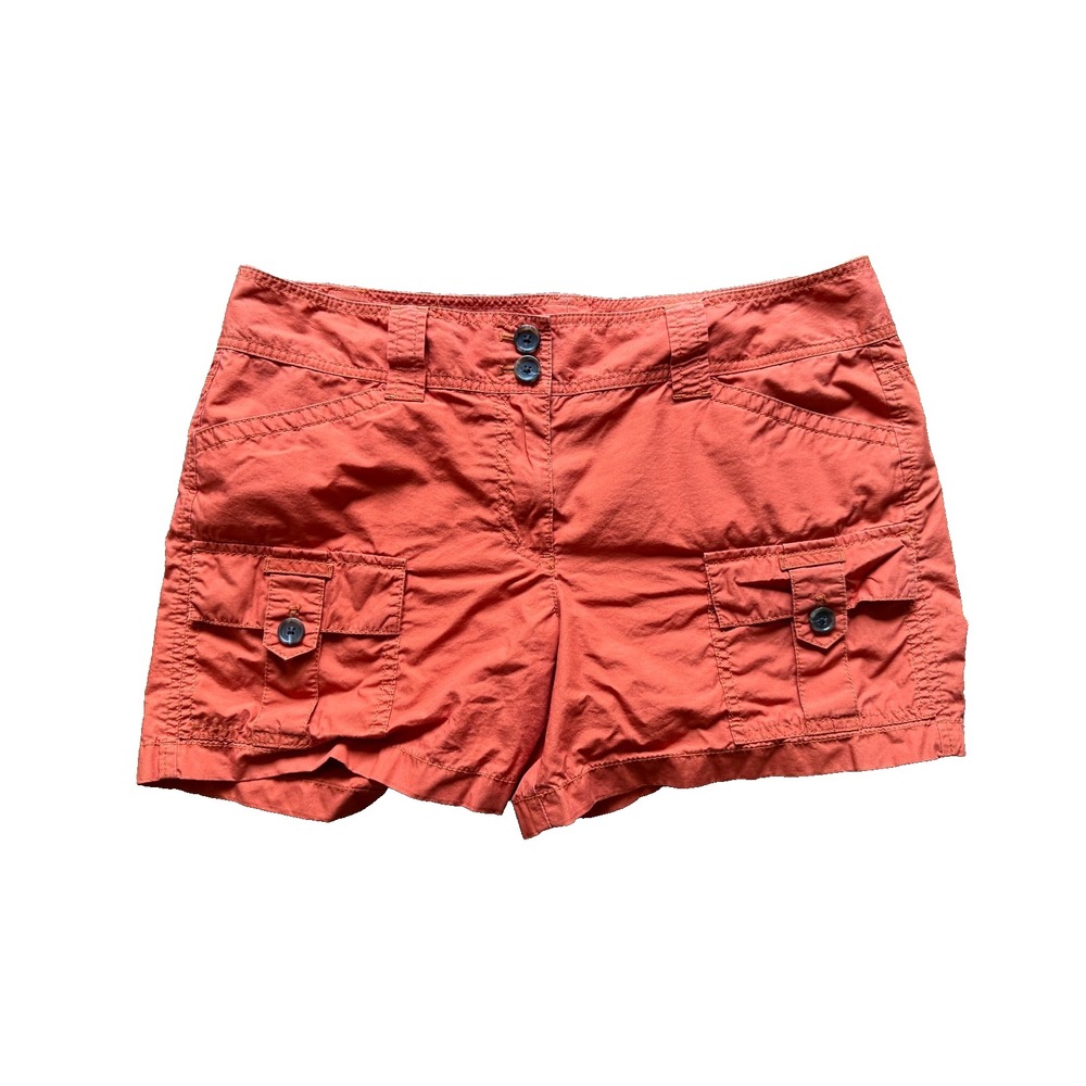 Ann Taylor Cargo Shorts Womens Size 12 Orange Red Utility Pockets Casual Summer